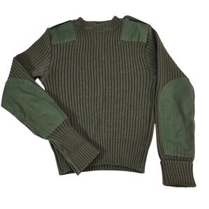 DSCP Military Service Sweater Mens 36 Green Wool Epaulettes Commando Gorpcore